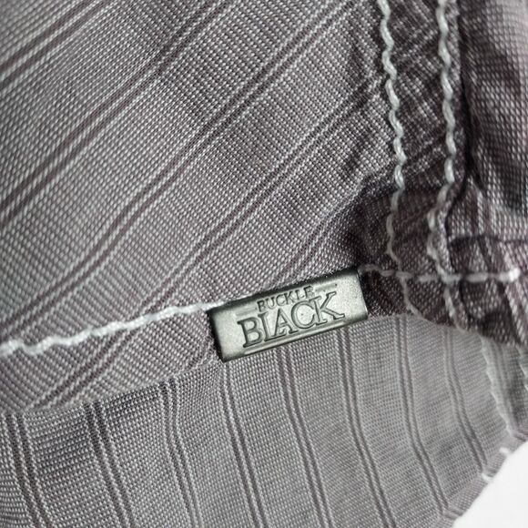 Buckle Black Striped Shirt Men’s Medium M Snap Button Long Sleeve Cotton Blend - Picture 3 of 9